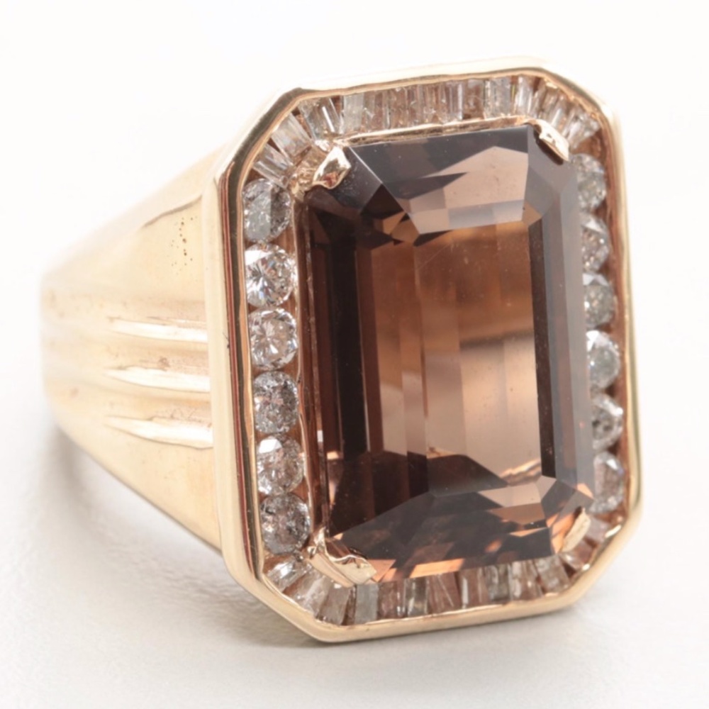 16.50CT SMOKY TOPAZ '80'S BLING IN 14K